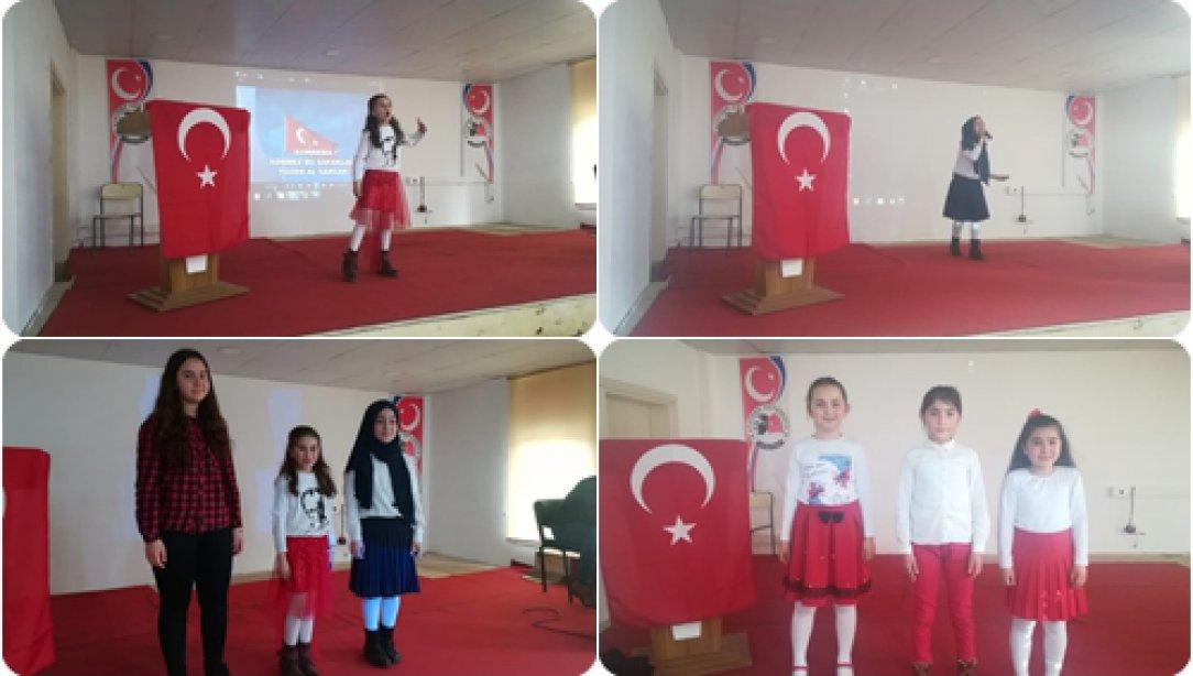 İlçemiz Çapında İlkokul ve Ortaokul Öğrencilerimiz Arasında İstiklal Marşını Güzel Okuma Yarışması Düzenlendi.
